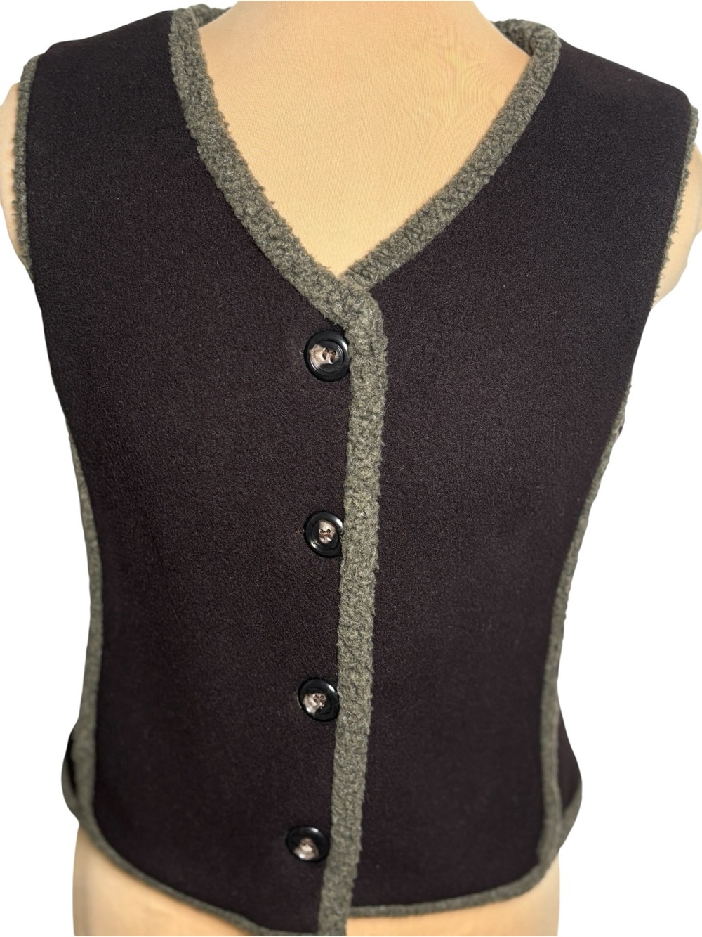 Fjäll Polartec Brown Gray Fleece Button Front Vest Women's Size Small